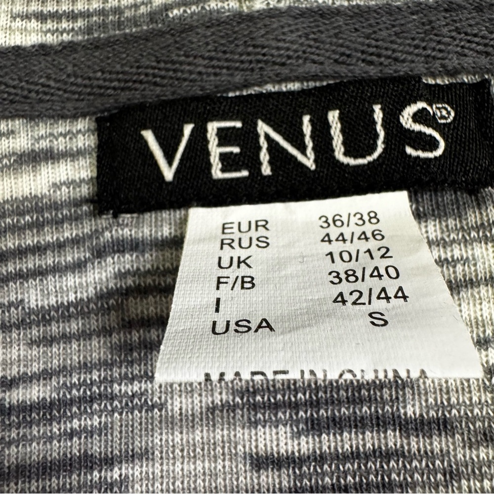 VENUS Grey Marled Knit Hoodie Size Small Long Sleeve Ruching Down Center Front - Picture 5 of 11